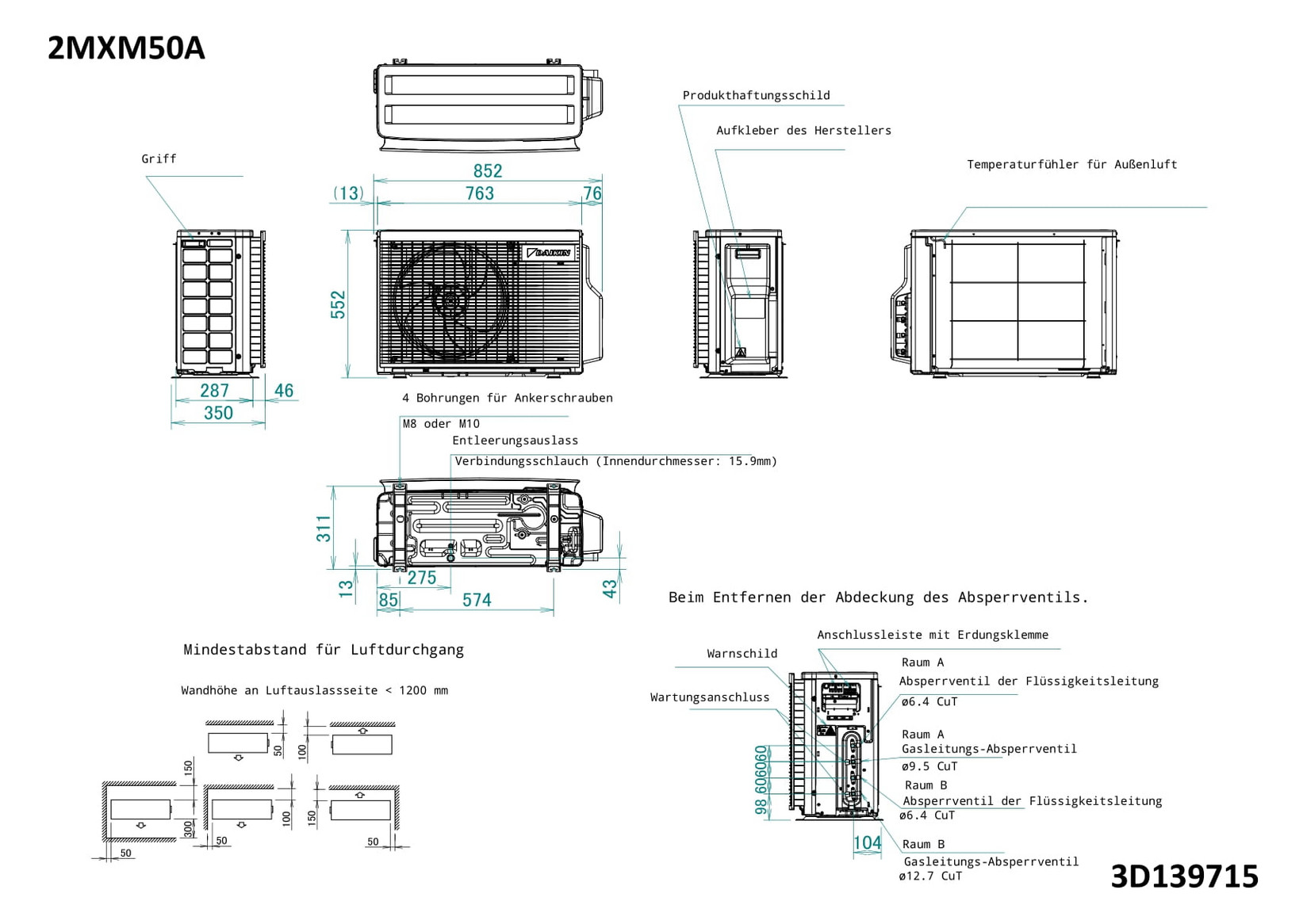 Klimatechnik Mono Multisplit Ger Te Daikin Aussenger T Mxm A