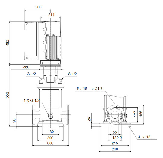 Grundfos Vertikale Kreiselpumpe CRNE1-6 N-FGJ-A-V-HQQV 1x200-240 60HZ
