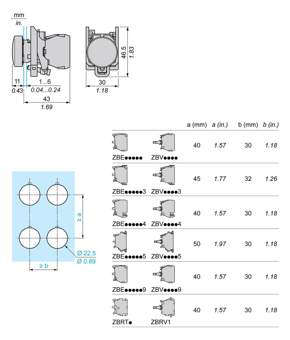 Leuchtmelder komplett 1f LED UC rnd fl Ø22,5mm rt IP65
