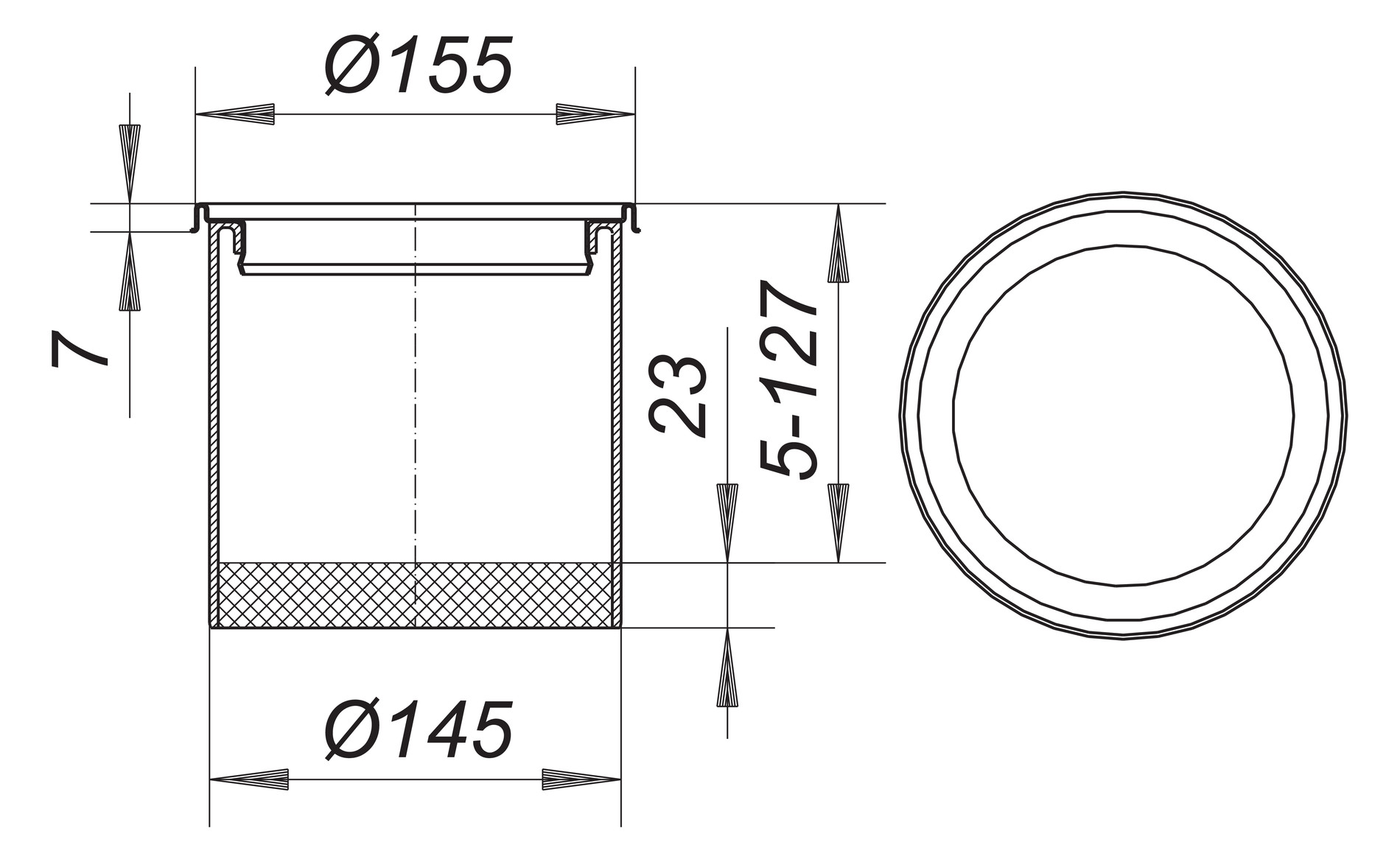 Dallmer Aufsatzrahmen VER 15 Serie 15 VER 15, Edelstahl 1.4301, d= 155mm