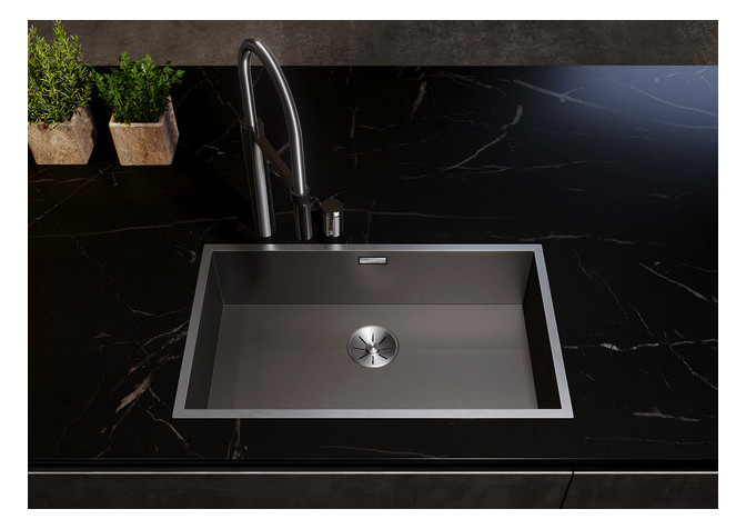 Blanco Spüle ZEROX 500-IF Dark Steel, 54 x 44 cm, Edelstahl, ohne Ablauffernbedienung