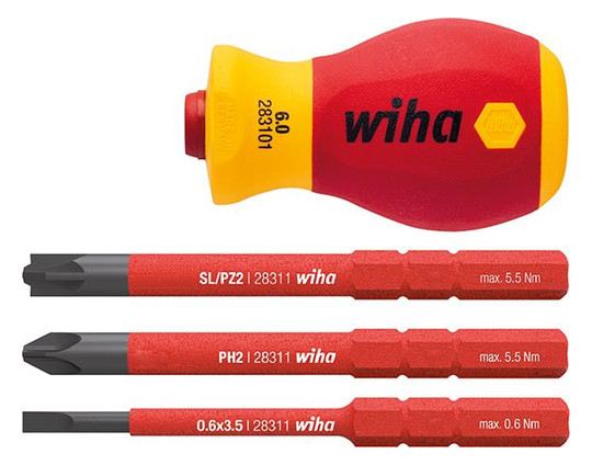 Wiha-Stubby-VDE-Schraubendreher mit Bithalter Set - 4-teilig