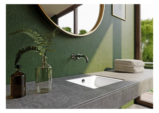 Kaldewei Unterbau-Waschtisch PURO 3161, 90 x 38,5 cm, cool grey 90 Perl-Effekt, mit Überlauf, ohne Hahnloch