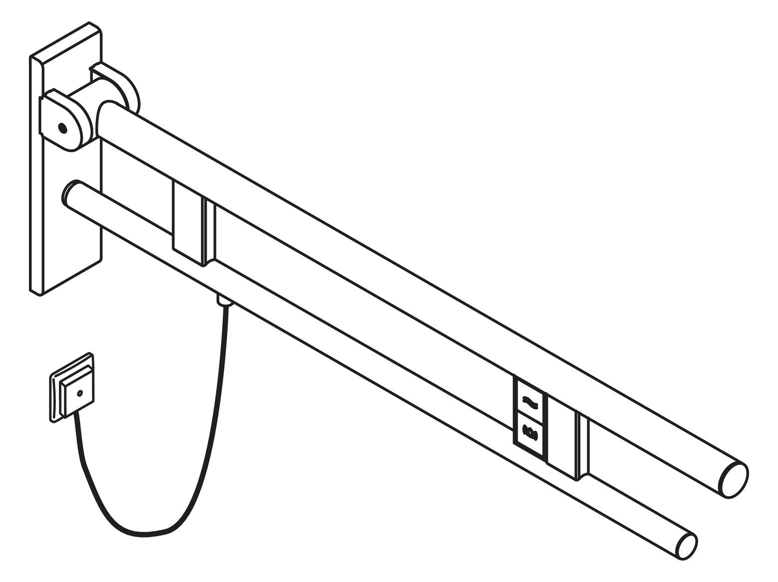 HEWI Stützklappgriff System 900 Ausladung 850 mm, Edelstahl matt geschliffen, links
