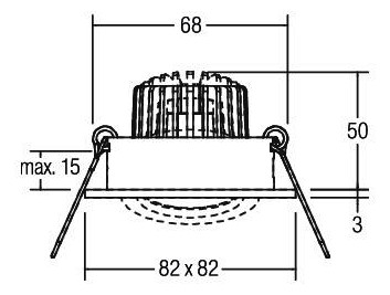 LED-Einbaustrahler 6W 3000K 730lm Konv ti mt 1LED Alu IP20 RF:hochglänzend