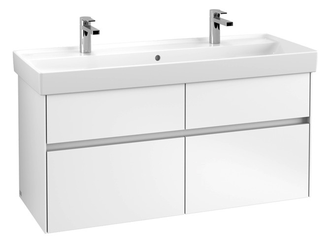 V&B Waschtischunterschrank Collaro 115,4x54,6x44,4cm, Waschbecken mittig, LED, white matt