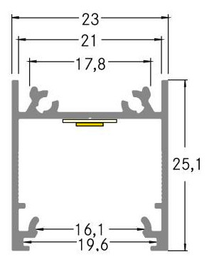 Anbauprofil ws Alu 2000x23x25,1mm