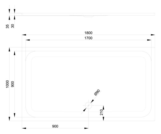 Duschwanne BetteUltra 5808 180x100x3,5cm, Mini-Wannenträger, flax
