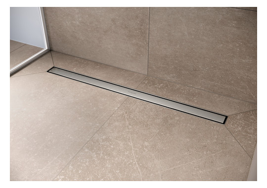 hansgrohe Duschrinne RainDrain Compact 800 mm, Komplettset, für flache Installation, Edelstahl gebürstet