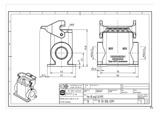 HART Sockelgehäuse 2xM25     19300060291 