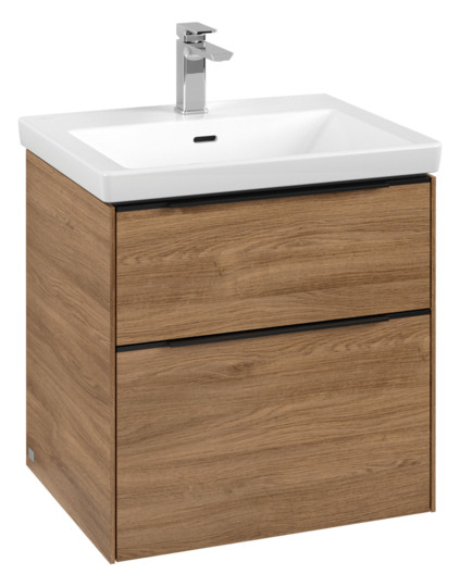 V&B Waschtisch-Unterschrank Subway 3.0 57,2x57,6x47,8cm, mit LED/Griff Volcano black, kansas oak
