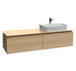 V&B Waschtischunterschrank Legato 160x38x50cm, Waschtisch rechts, mit LED-Beleuchtung, Stone Oak