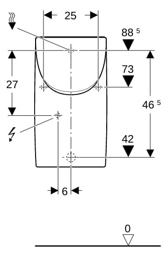 Geberit Urinal Renova Plan weiß, mit Deckel, Zulauf/Abgang hinten