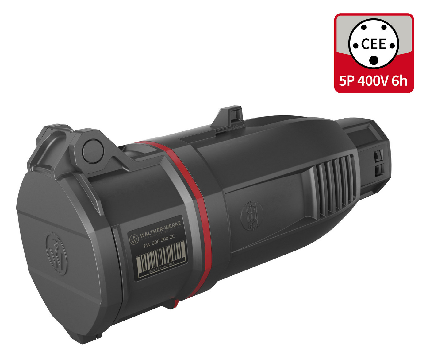 CEE-Kupplung 5p 32A IP54 IP54 400V/rt 6h schraubl.Kl ger Kst Knickschutztülle