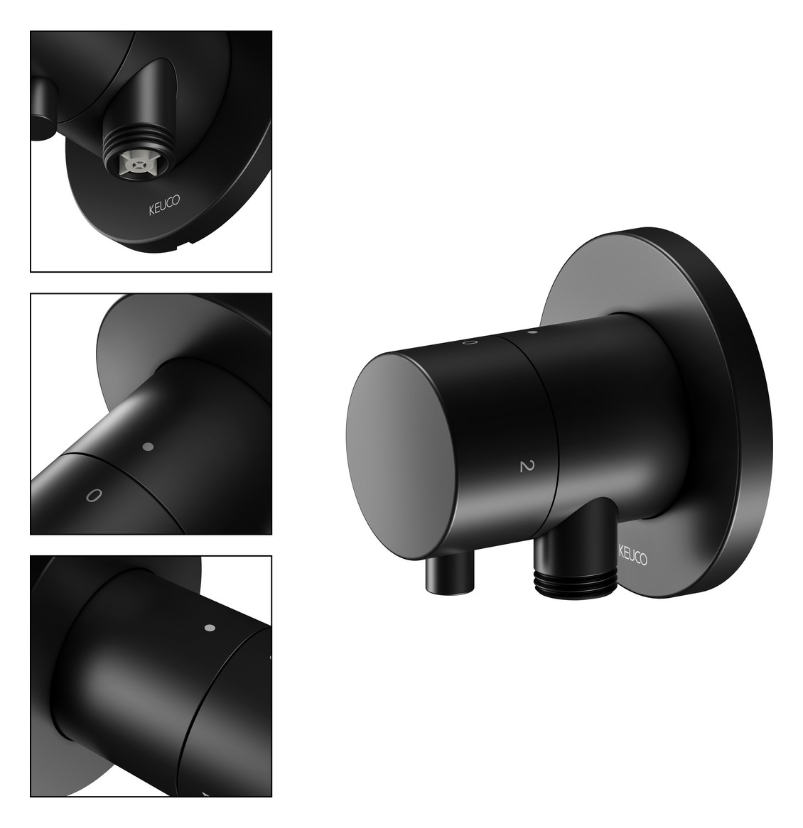 KEUCO Fertigmontageset IXMO UP-2-Wege-Ab-/Umstellventil, Schlauchanschluss, Griff Comfort, rund, schwarz matt KEUCO Fertigmontageset IXMO UP-2-Wege-Ab-/Umstellventil, Schlauchanschluss, Griff Comfort, rund, schwarz matt