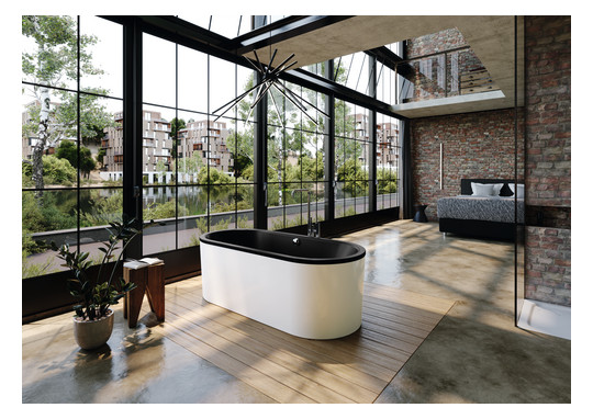 Kaldewei Badewanne CLASSIC DUO 111-7 180x80cm, oval, freistehend, Schürze alpinweiss matt, alpinweiß matt