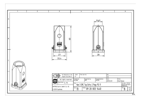 HART HARTING HAN3EMV-GG-11 T 09620031440 