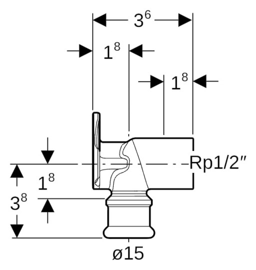 Geberit Anschlusswinkel Mapress Ø 15 mm x Rp 1/2, Kupfer, 90°, Rotguss