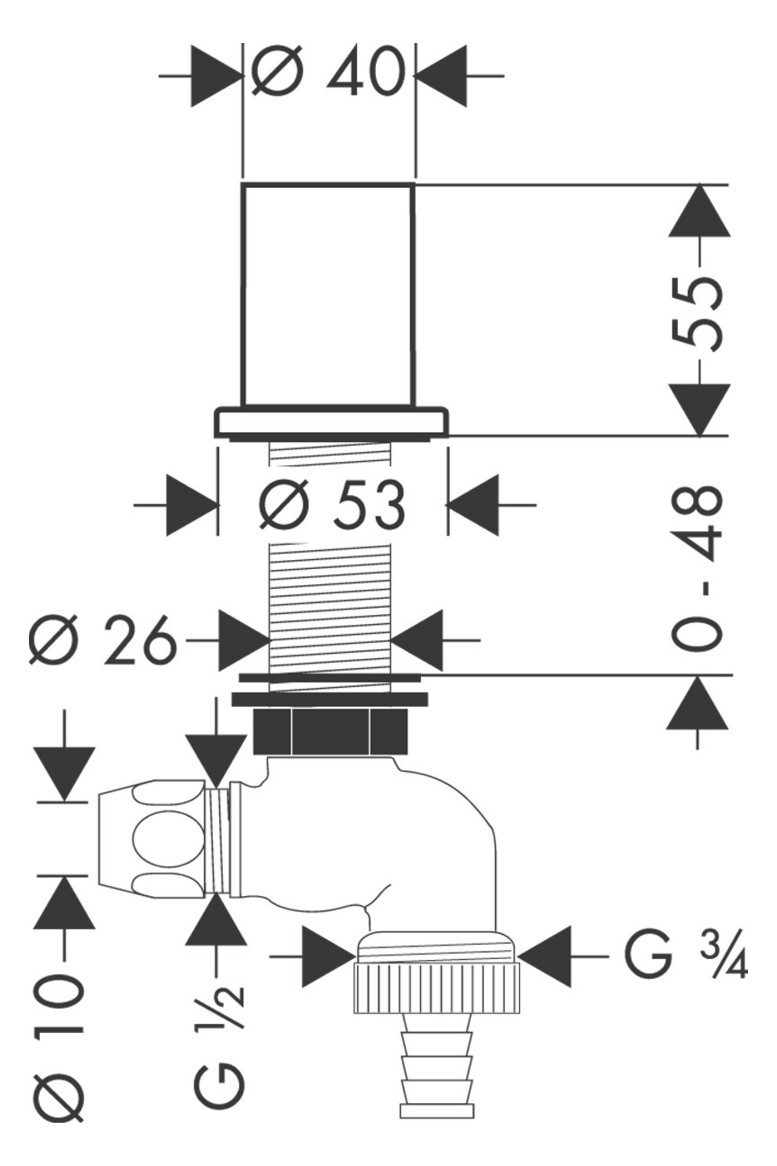 hansgrohe Küchen-Absperrventil Axor mit Rückflussverhinderer, brushed black chrome