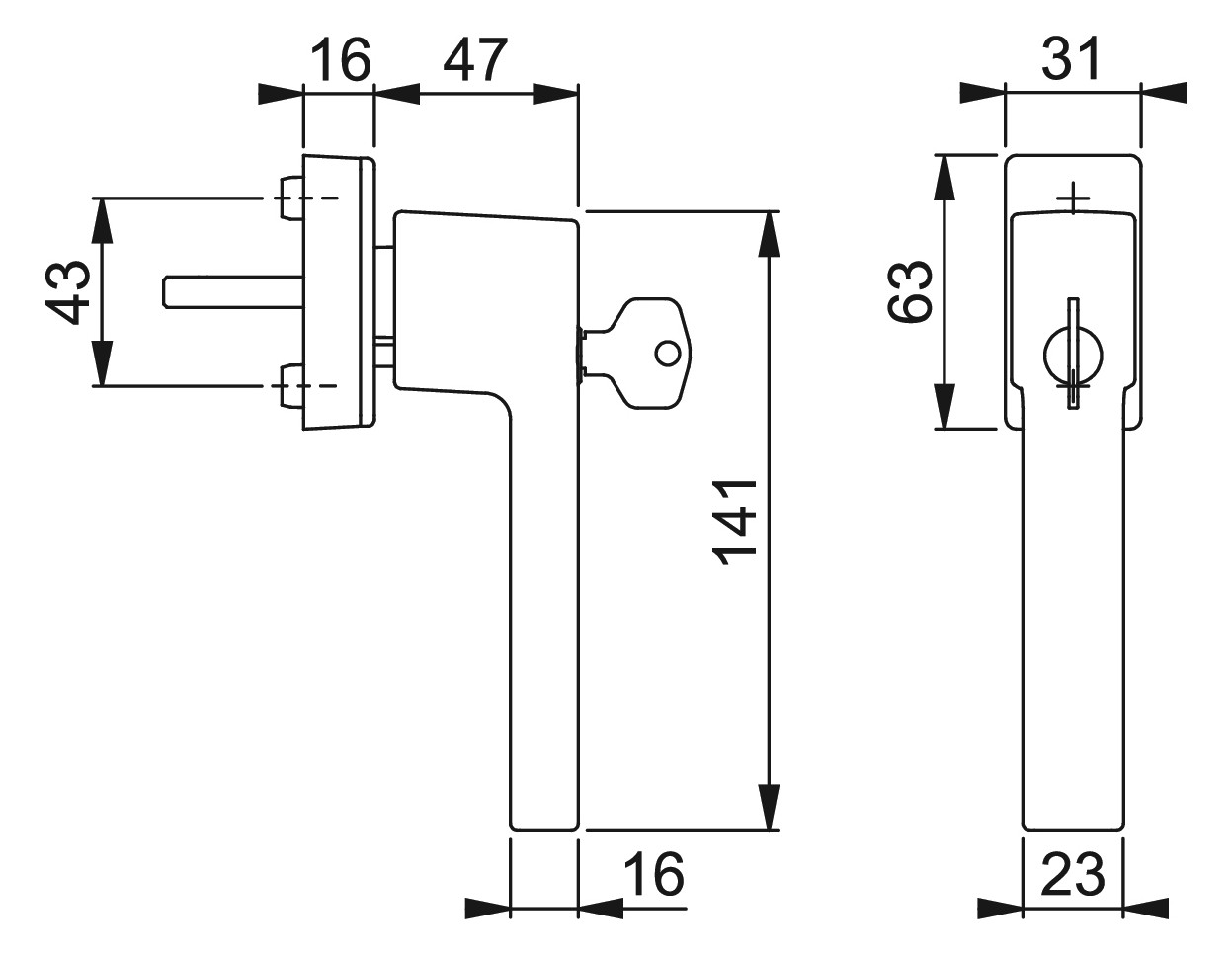 Bild Drehkipp-Fenstergriff, abschließbar, Austin 0769S/UD9024, gleichschließend, DIN Links-Rechts, 7/32-42mm, naturfarbig - HOPPE-1