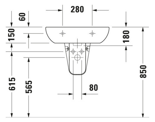 Duravit Waschtisch D-Code 60 x 46 cm, mit Hahnloch, Überlauf, Hahnlochbank, weiß