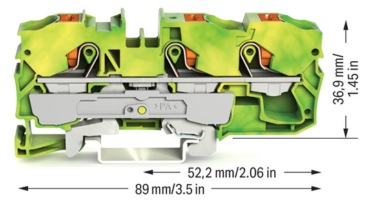 Schutzleiter-Reihenklemme 0,5-16qmm gn/ge 1Etage Hutschiene TH35