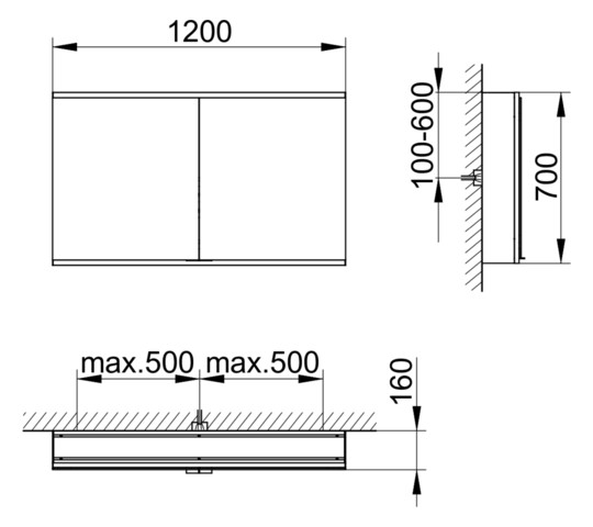KEUCO Spiegelschrank Royal Modular 2.0 1200 x 700 x 160 mm, 2 Steckdosen, Wandvorbau, 2 Türen, beleuchtet