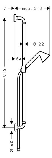 hansgrohe Brauseset Axor Front 900mm, mit Handbrause, 85mm, 1jet, polished gold optic