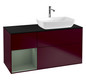 V&B Waschtisch-Unterschrank Finion 120cm, Abdeckplatte black matt, Regal Olive matt lacquer, Peony Matt