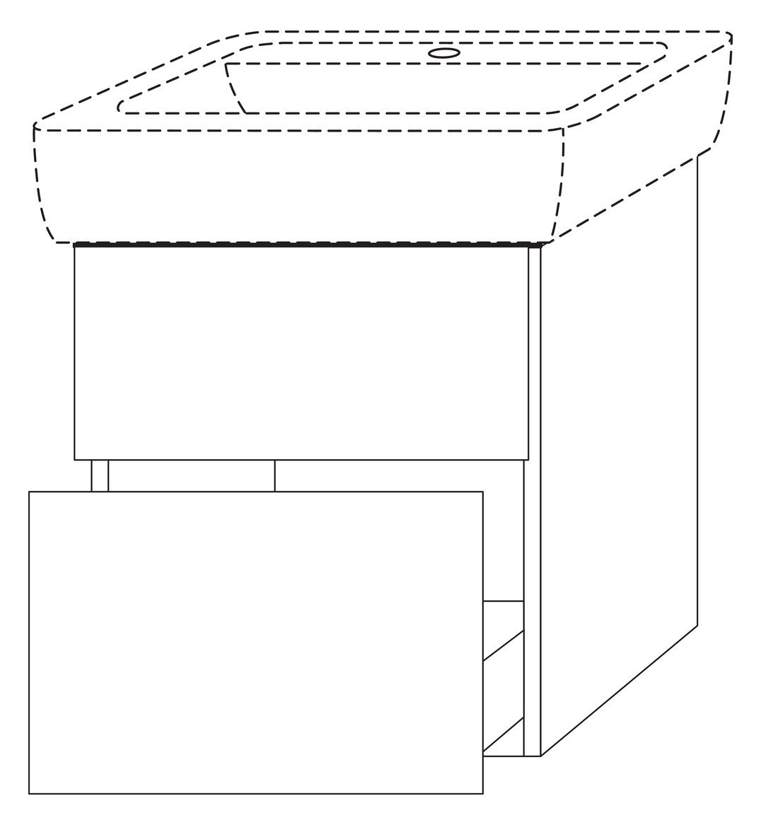 SA Waschtischunterbau mit Auszügen 3way (SM756) 588x525x447 Eiche-Nordic