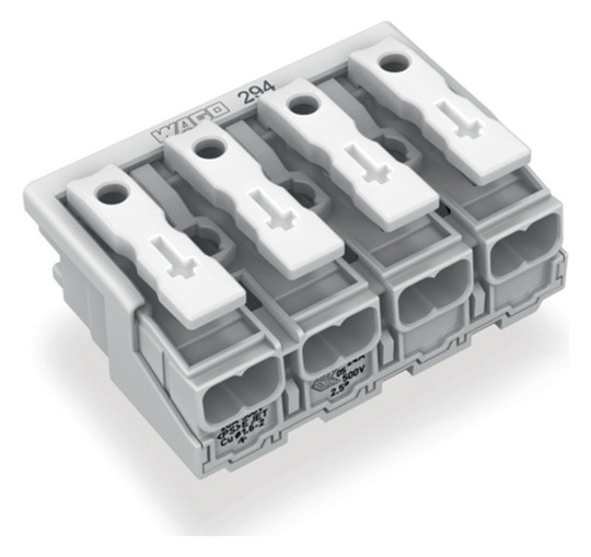 Klemmleiste 4p ws Serie 294 24A Thermopl 0,5-2,5qmm 40mm Federzugans Steckklemm