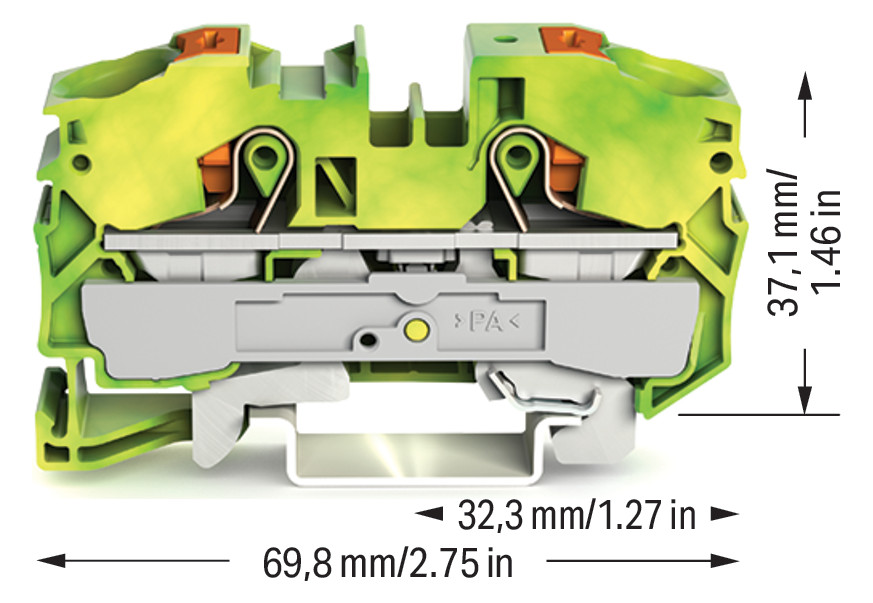 Schutzleiter-Reihenklemme 0,5-16qmm gn/ge 1Etage Hutschiene TH35