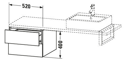 Duravit Unterschrank L-Cube 52 x 54,7 cm, eiche natur, für Konsole, 2 Schubkästen
