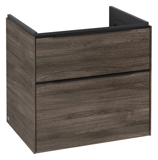 V&B Waschtisch-Unterschrank Subway 3.0 62,2x57,6x47,8cm, ohne LED/Griff Volcano black, stone oak