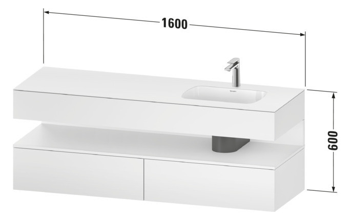 DU QTG EWT KWTU 1600 Wß Hgl. Be 1600x550x600 Fr Gt Mt. H 3Hwu