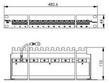 Patchpanel 24Ports 1HE Cat6A Schirm RAL7035 19Zoll-Einbau 44x482,6x110mm
