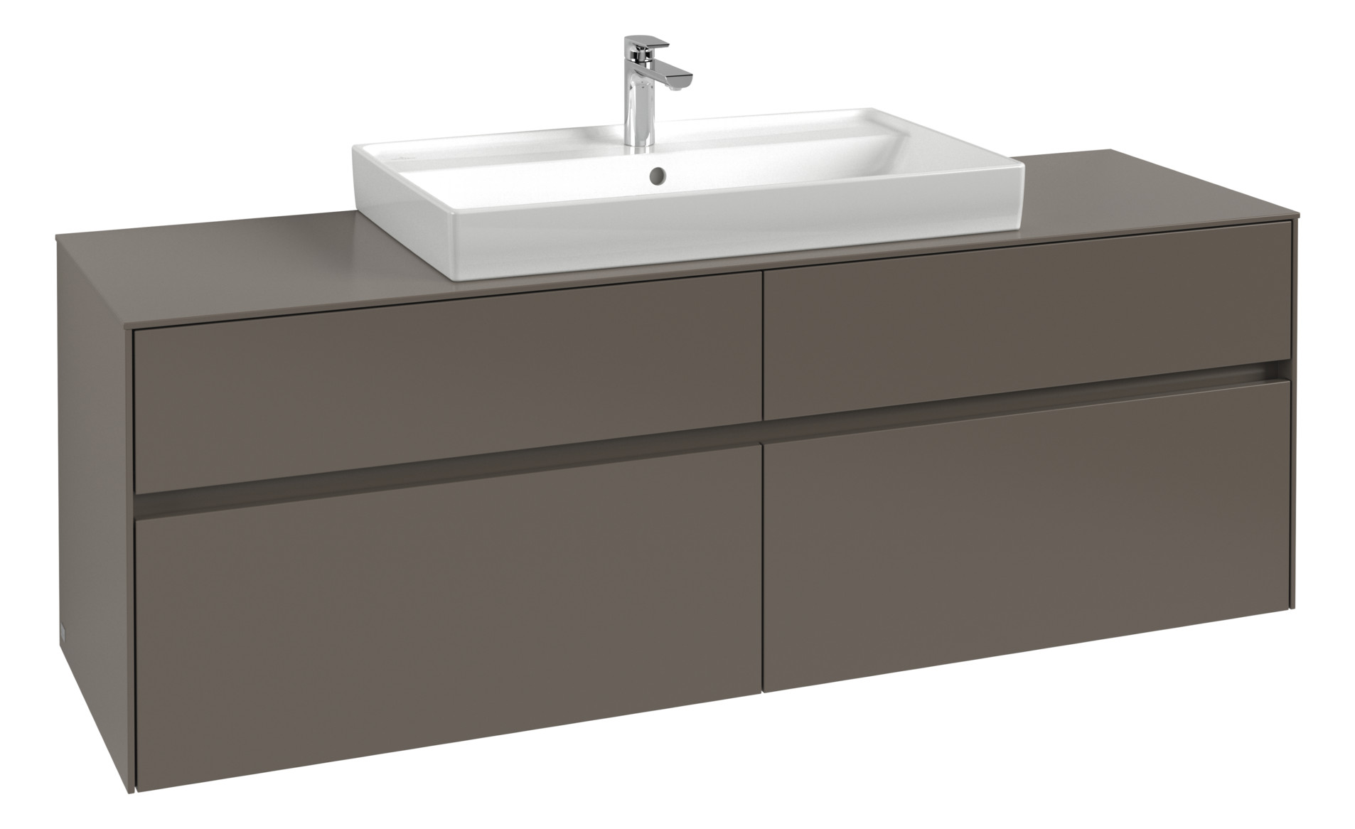 V&B Waschtischunterschrank Collaro 160x54,8x50cm, Waschtisch mittig, LED-Beleuchtung 12W, stone oak