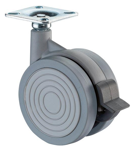 Bild Kunststoff Doppelrolle F341.075 mit Plat te,Ø 75 50kg,Kunststoff - BS ROLLEN-0