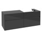V&B Waschtischunterschrank Collaro 140x54,8x50cm, Waschtisch rechts, glossy grey