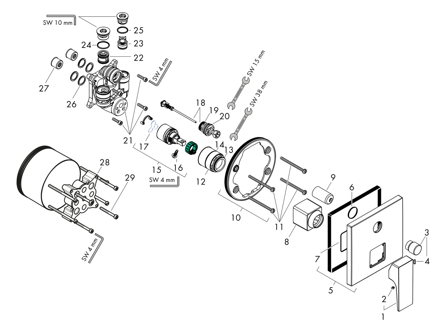 hansgrohe Fertigmontageset Metropol UP-Wannen-Einhebelmischer, mit Hebelgriff, integrierter Sicherheitskombination, polished gold optic