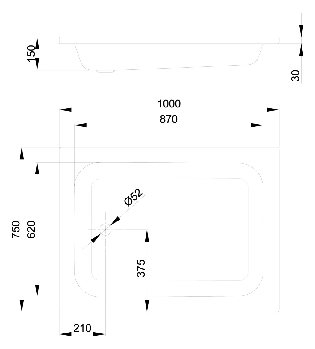 Duschwanne BetteQuinta 100x75x15cm, natura