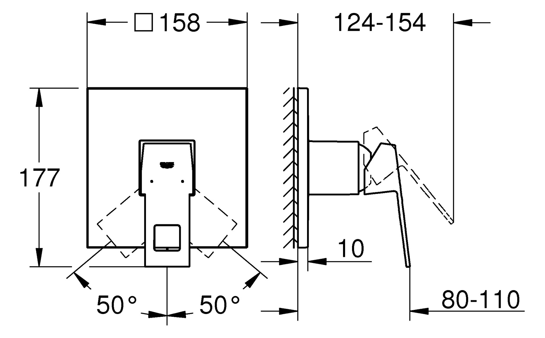 GROHE Fertigmontageset Eurocube Joy UP-Brause-Einhebelmischer, chrom