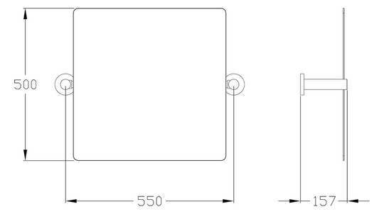 Normbau Kippspiegel Nylon Care 550 x 500 mm, weiß