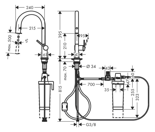 hansgrohe Spültisch-Einhebelmischer Aqittura M91 mit Ausziehauslauf, 1jet, Starter Set, mattschwarz