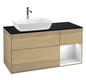 V&B Waschtisch-Unterschrank Finion 120cm, Abdeckplatte black matt, Regal White matt lacquer, Oak Veneer