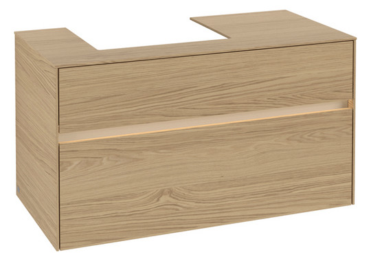 V&B Waschtischunterschrank Collaro 100x54,8x50cm, Waschtisch links, LED-Beleuchtung 7,3 W, nordic oak