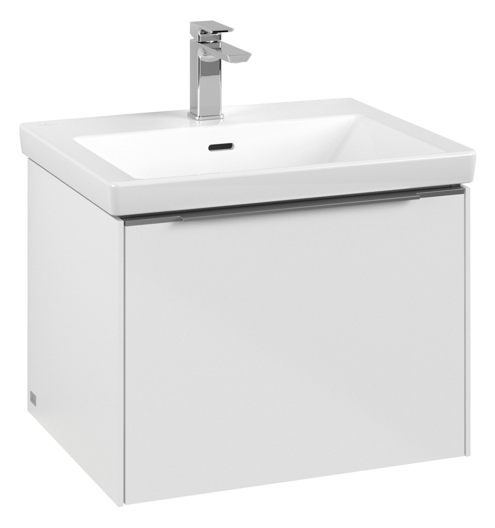 V&B Waschtisch-Unterschrank Subway 3.0 57,2x42,9x47,8cm, mit LED/Griff Aluminium glänzend, brilliant white