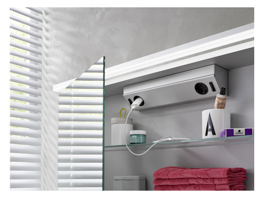 EMCO Aufputz-Lichtspiegelschrank pure LED 1200 x 728 mm, Aluminium, 3 Türen