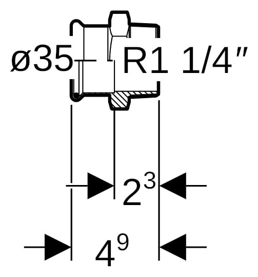 Geberit Gas-Übergang Mapress Ø 35 mm x R 1 1/4, Kupfer, mit Außengewinde, Rotguss