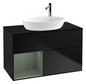 V&B Waschtisch-Unterschrank Finion 100cm, Abdeckplatte black matt, Regal Olive matt lacquer, Black matt lacquer